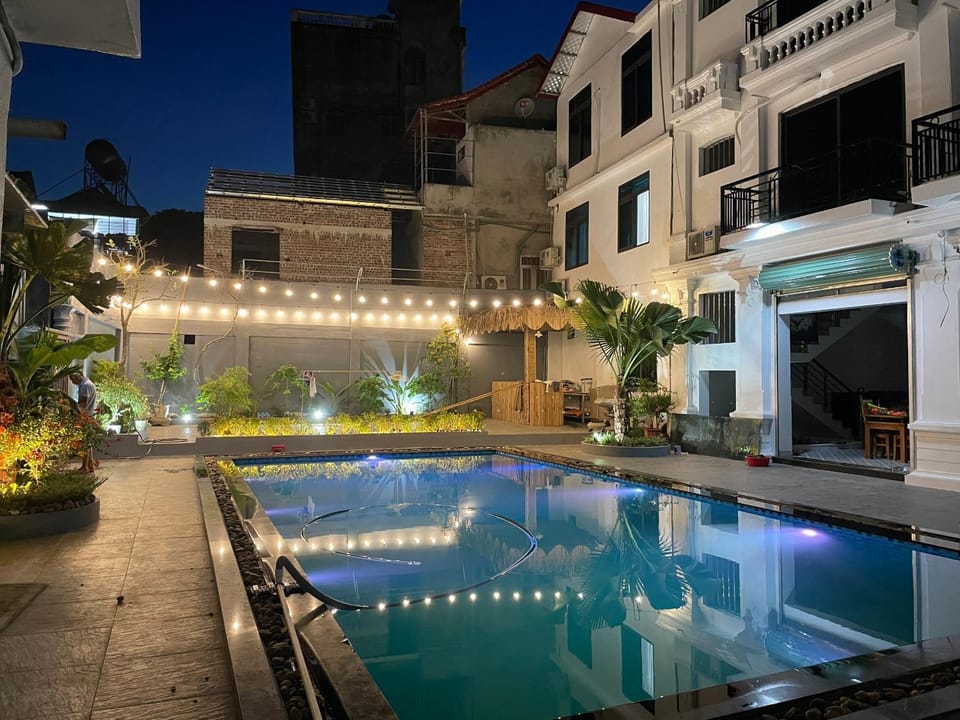 Night, Pool view, Swimming pool