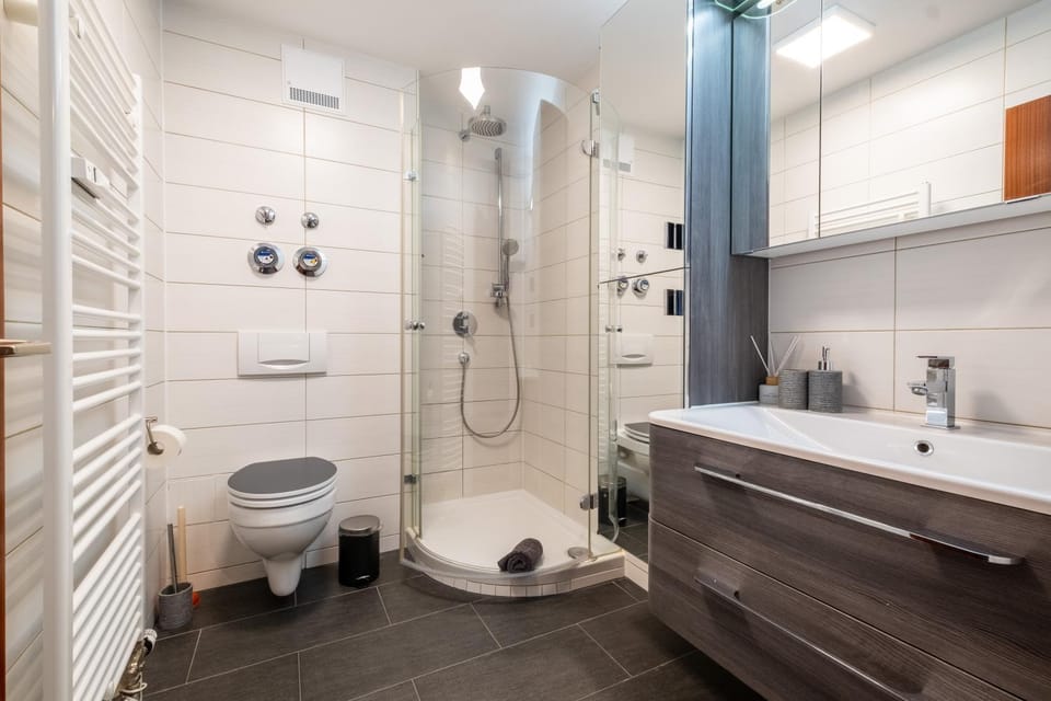Shower, Toilet, Bathroom, towels