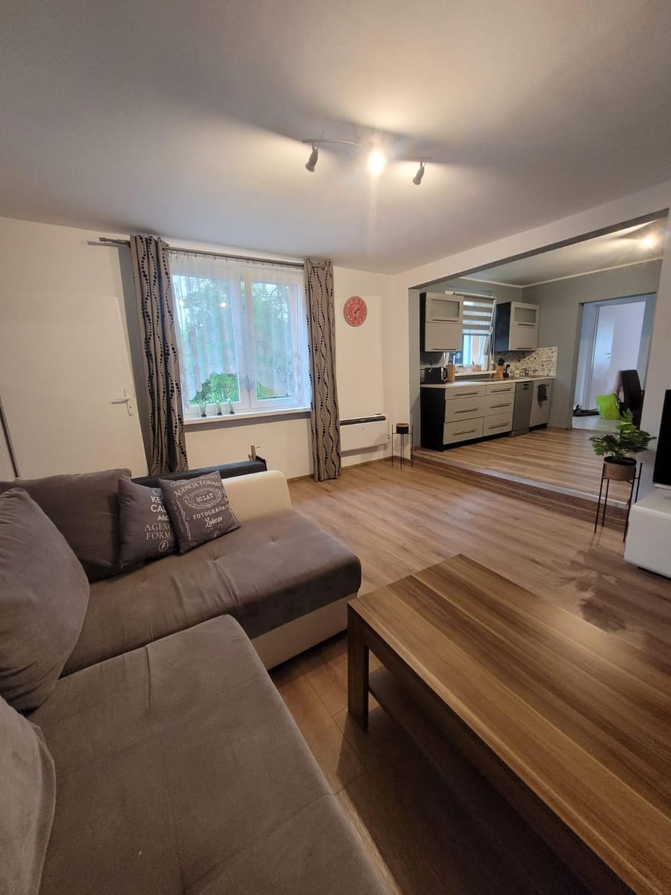 Kitchen or kitchenette, Living room, Seating area