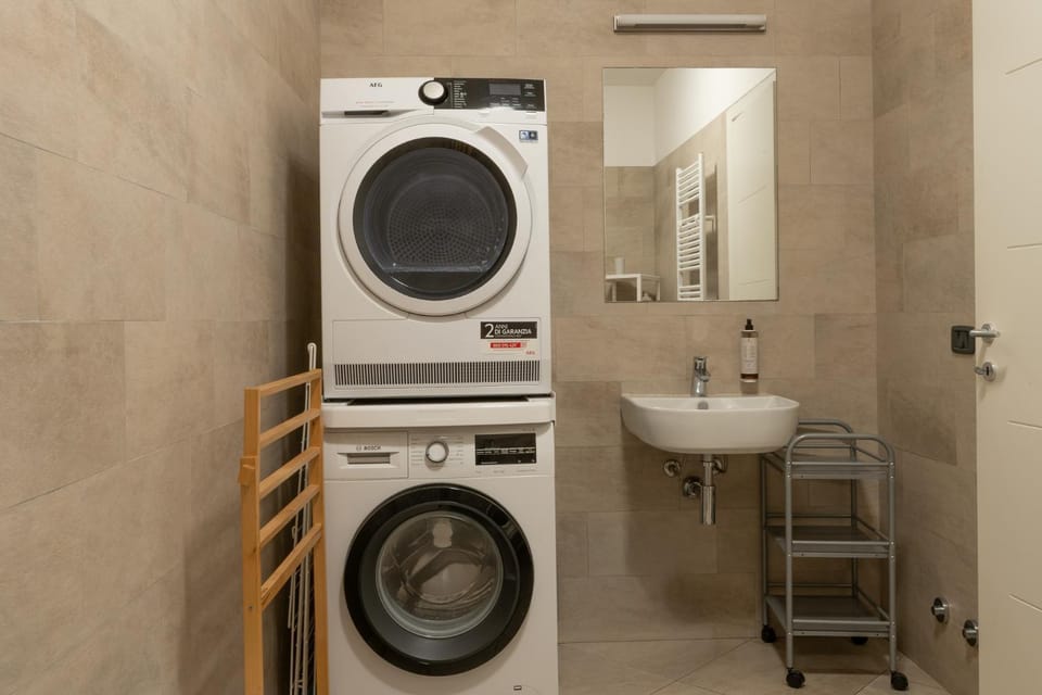 Bathroom, washing machine, dryer