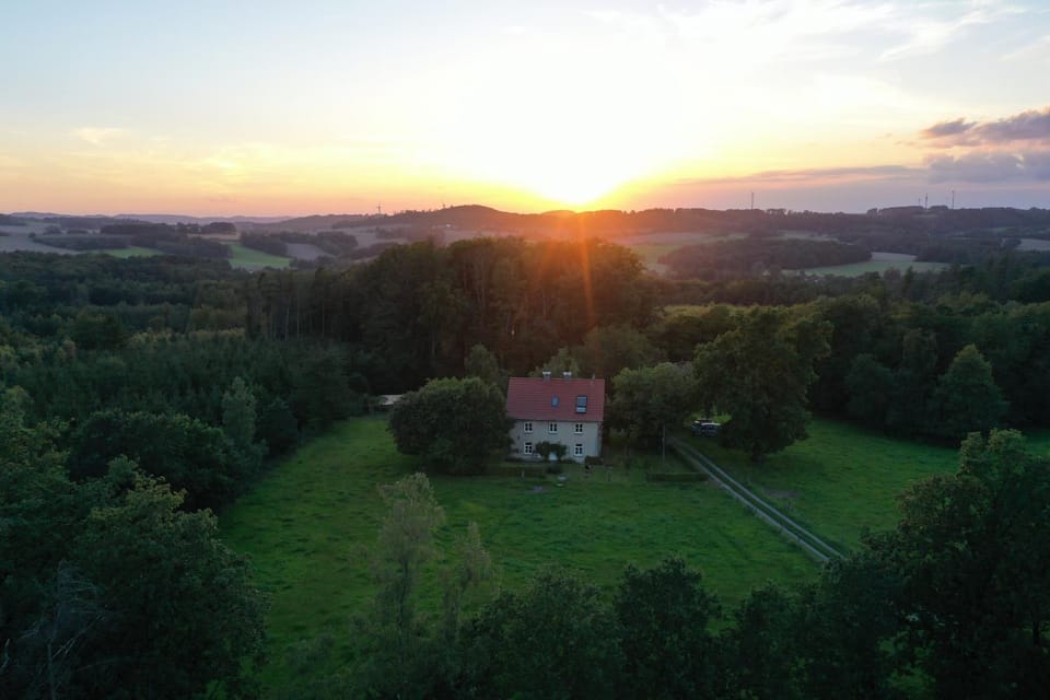 Property building, Natural landscape, Bird's eye view, Sunset