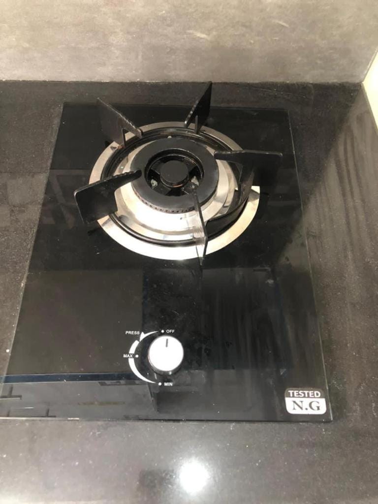 Kitchen or kitchenette, stove