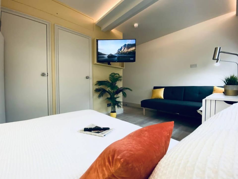 Bed, TV and multimedia, Living room, Photo of the whole room, Seating area, Bedroom, hair dresser