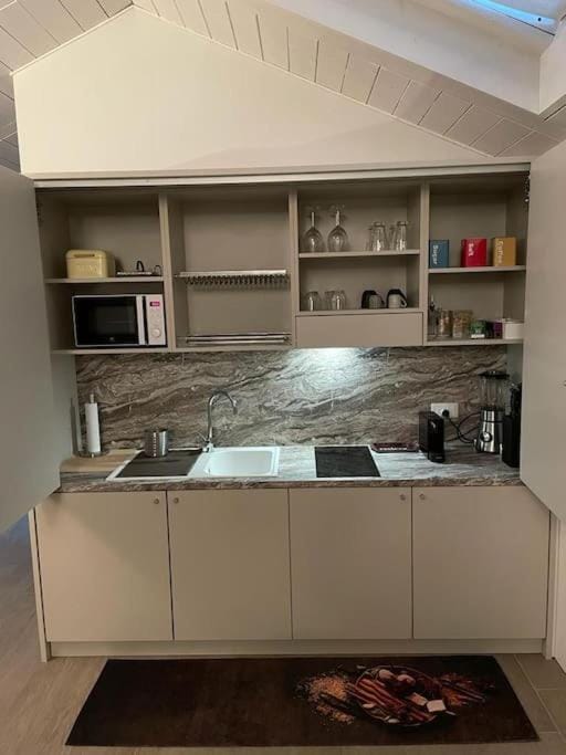Kitchen or kitchenette, minibar, stove
