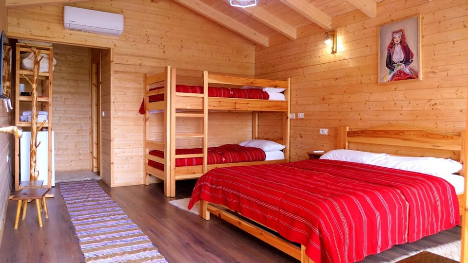 Bed, Photo of the whole room, Bedroom, bunk bed, wardrobe, air conditioner