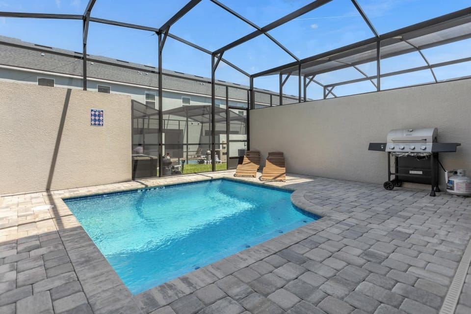 Patio, BBQ facilities, Swimming pool, sunbed