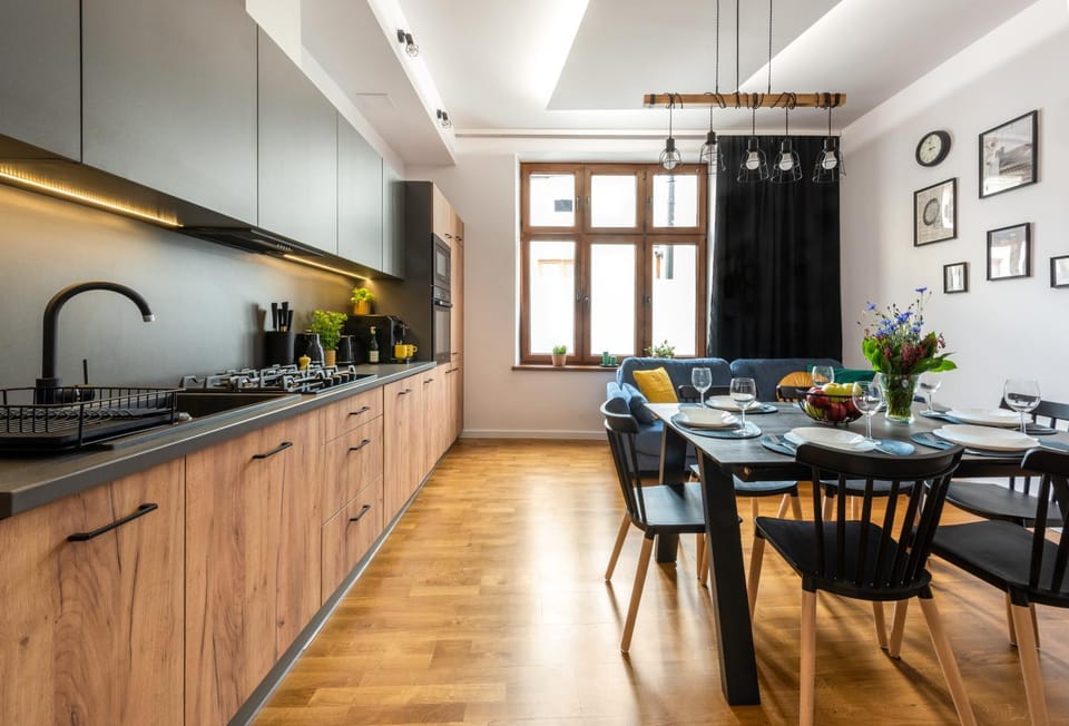 Kitchen or kitchenette, Living room, Dining area