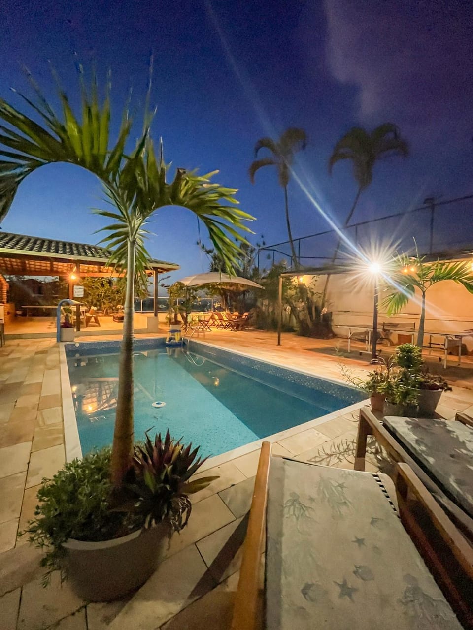 Patio, Night, Pool view, Swimming pool