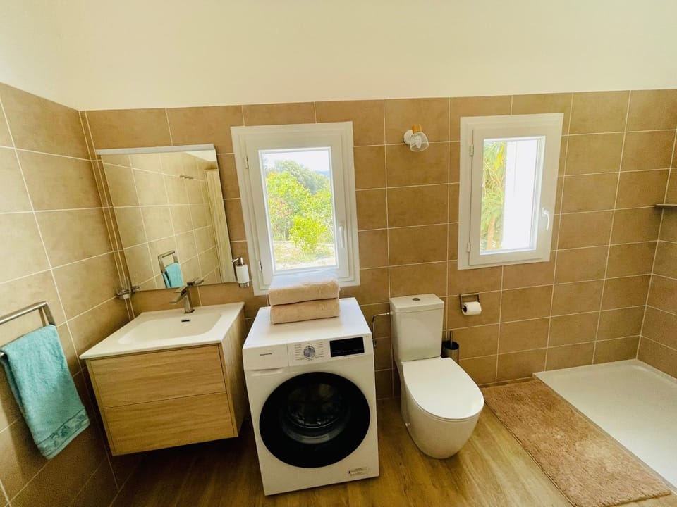 Shower, Toilet, Bathroom, towels, washing machine