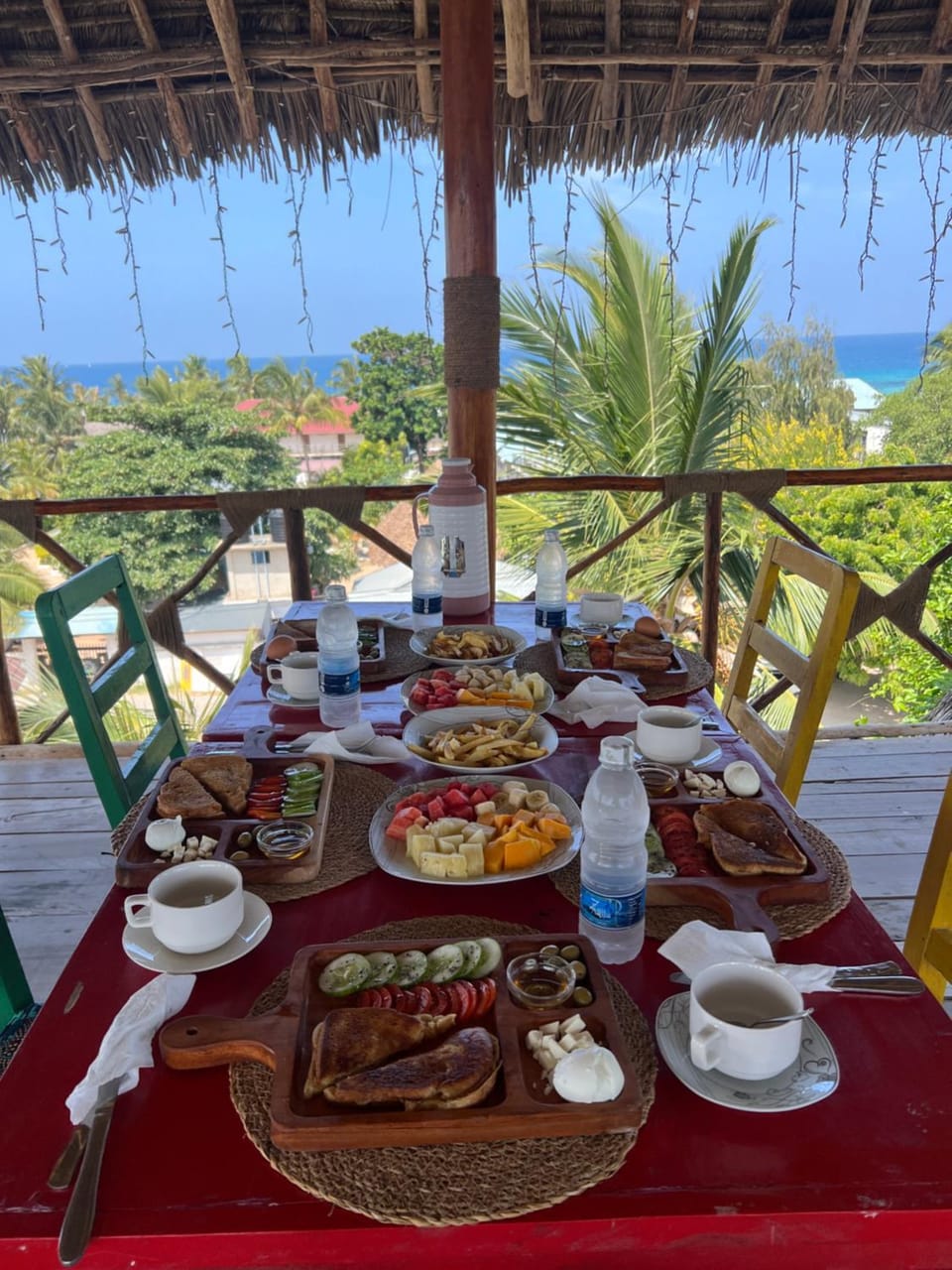 Natural landscape, Food and drinks, Dining area, Food, Sea view, Breakfast, Continental breakfast