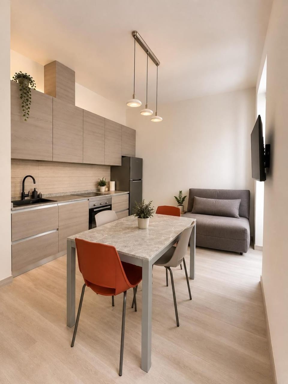 TV and multimedia, Kitchen or kitchenette, Living room, Seating area, Dining area