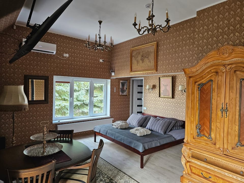 Bed, Living room, Photo of the whole room, Seating area, Dining area, Bedroom, air conditioner
