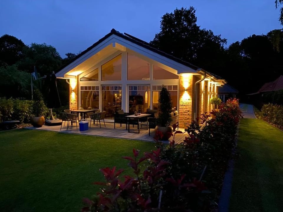 Property building, Night, Garden