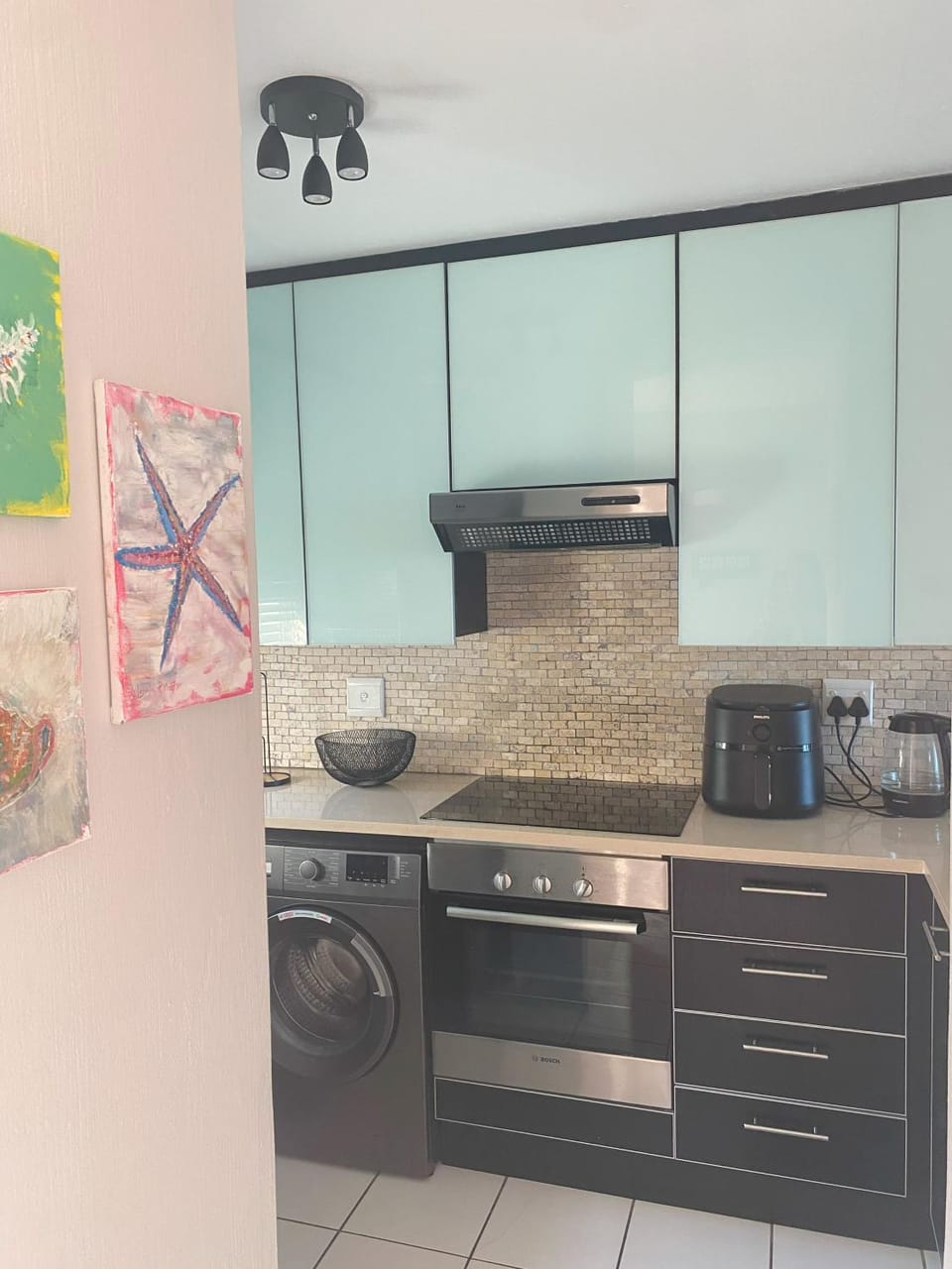 microwave, stove, toaster, washing machine