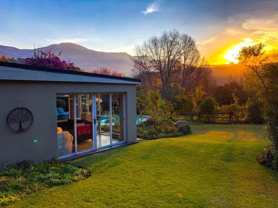 Property building, Garden, Sunset
