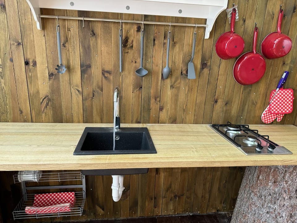 Kitchen or kitchenette, stove