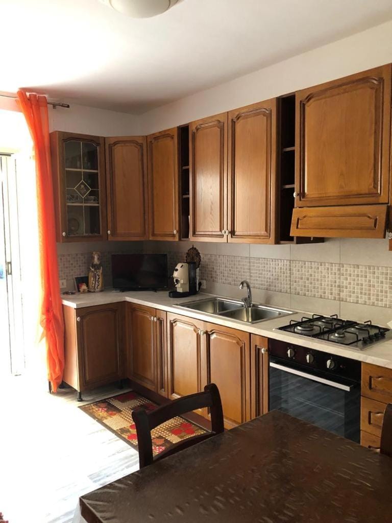 Kitchen or kitchenette, stove