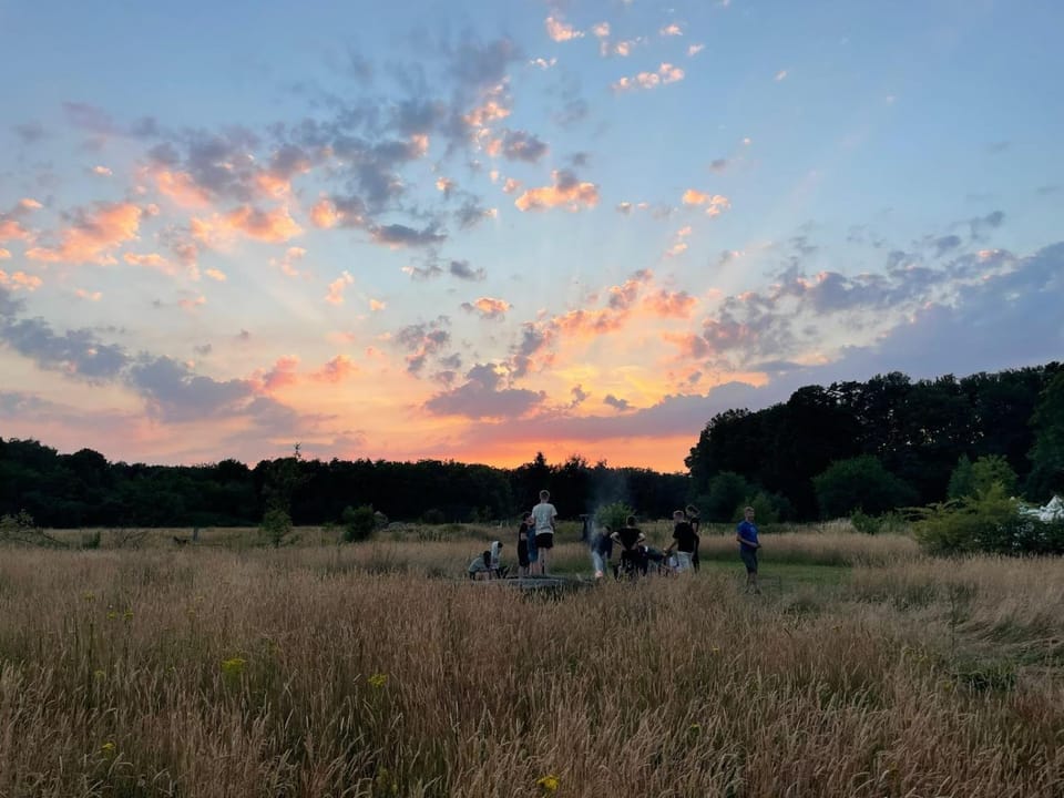 People, Natural landscape, Sunset, group of guests