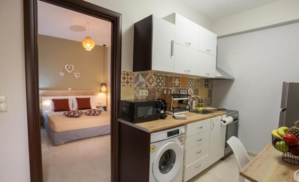 Bed, Kitchen or kitchenette, Photo of the whole room, Bedroom, stove, washing machine