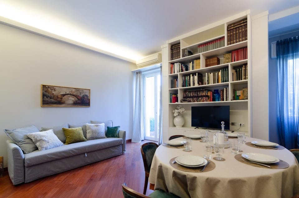 Library, Living room, Seating area, Dining area