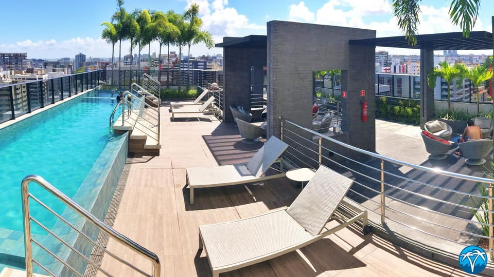 View (from property/room), Balcony/Terrace, Swimming pool, sunbed