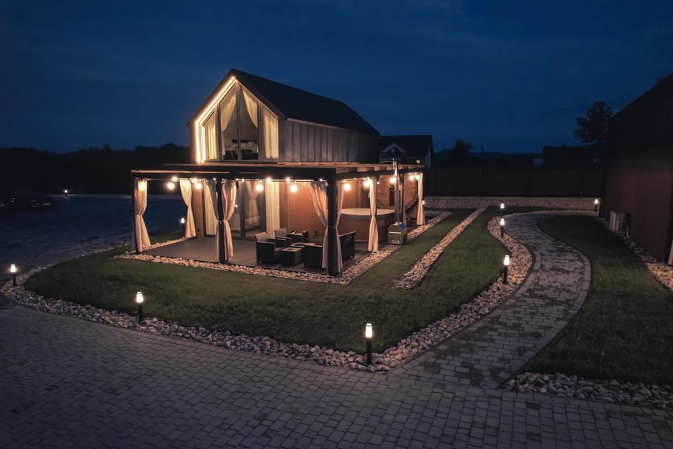 Property building, Night, Garden, Balcony/Terrace