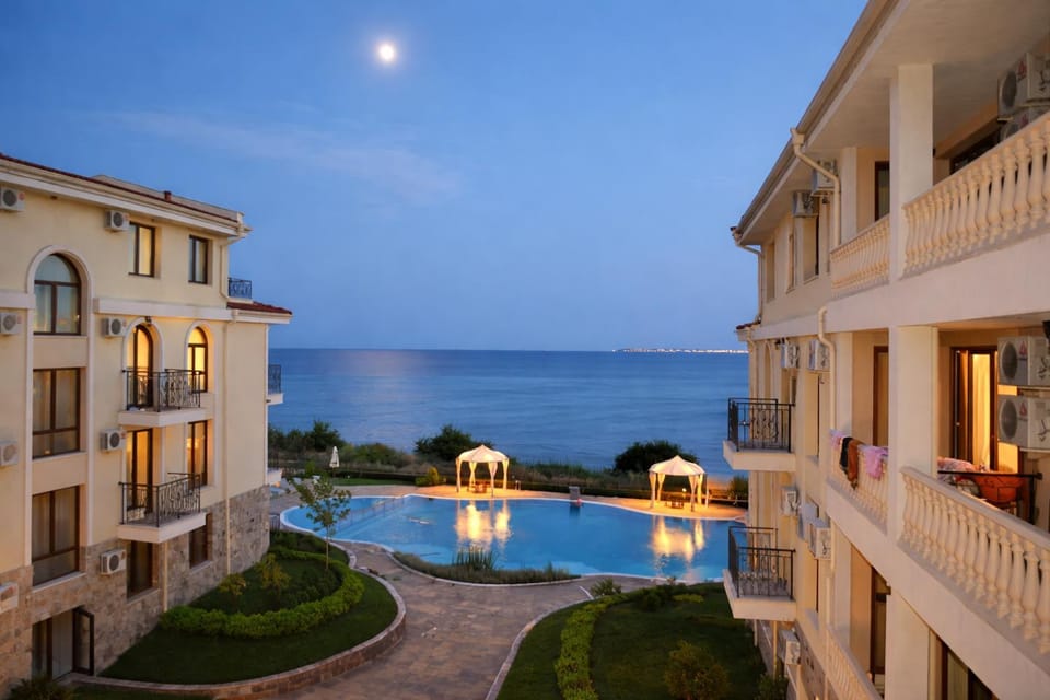 Night, Sea view, Swimming pool, Swimming pool