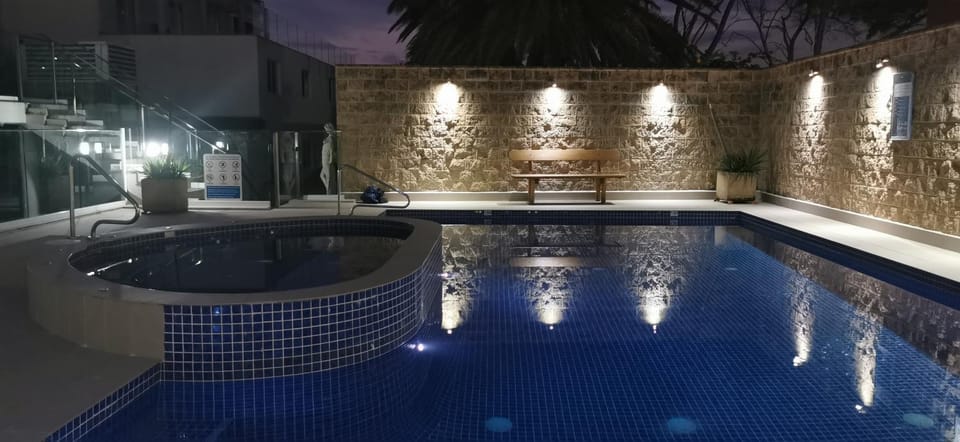 Night, Pool view, Swimming pool, Swimming pool