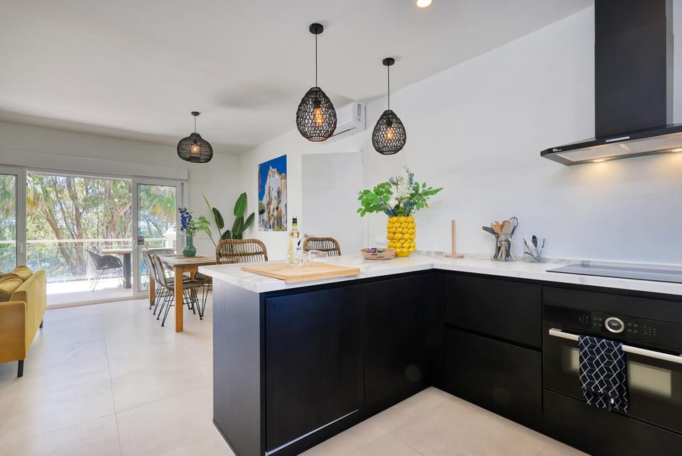 Kitchen or kitchenette, stove