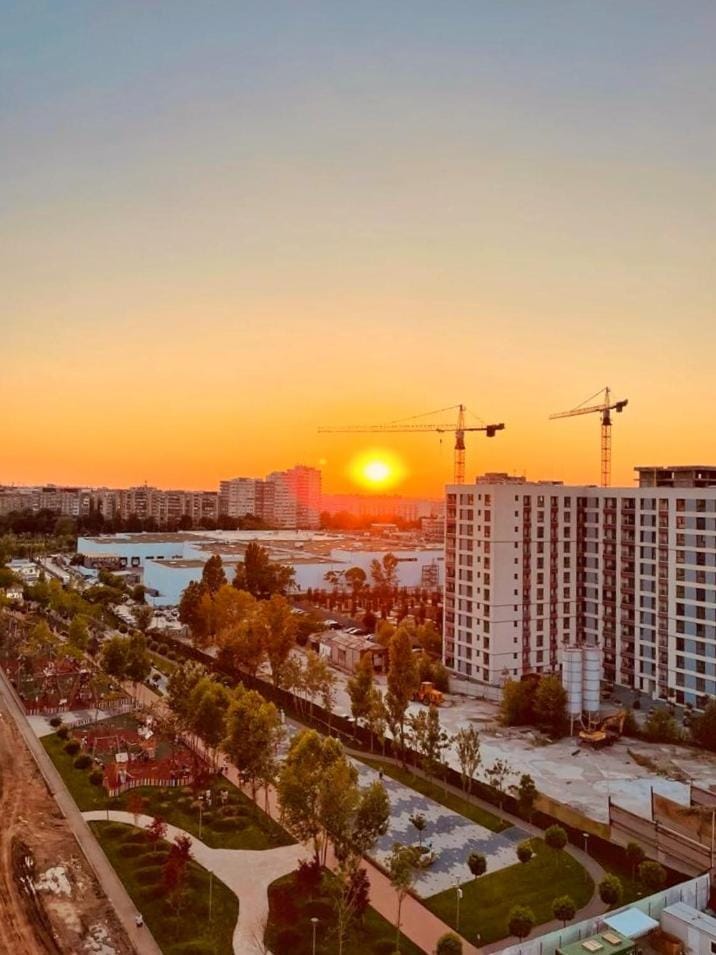 Property building, City view, Sunset