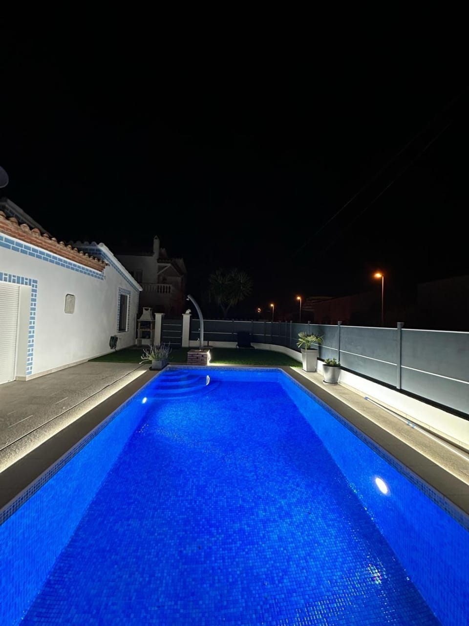 Night, Pool view, Swimming pool, Swimming pool