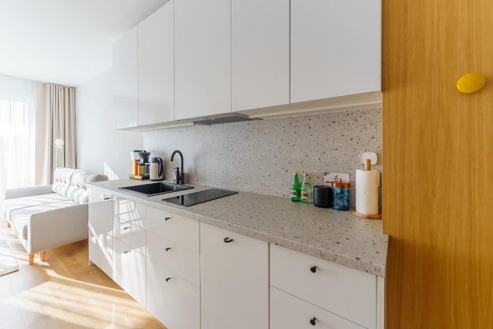 Coffee/tea facilities, Kitchen or kitchenette, Photo of the whole room, stove