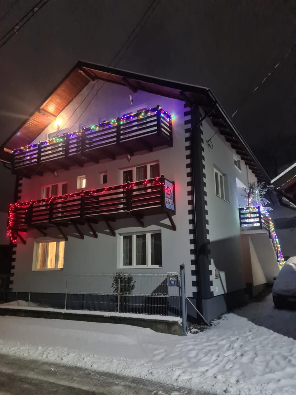 Property building, Night, Winter
