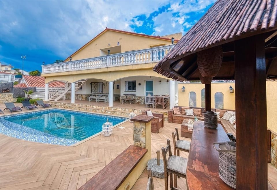 Property building, Living room, Swimming pool