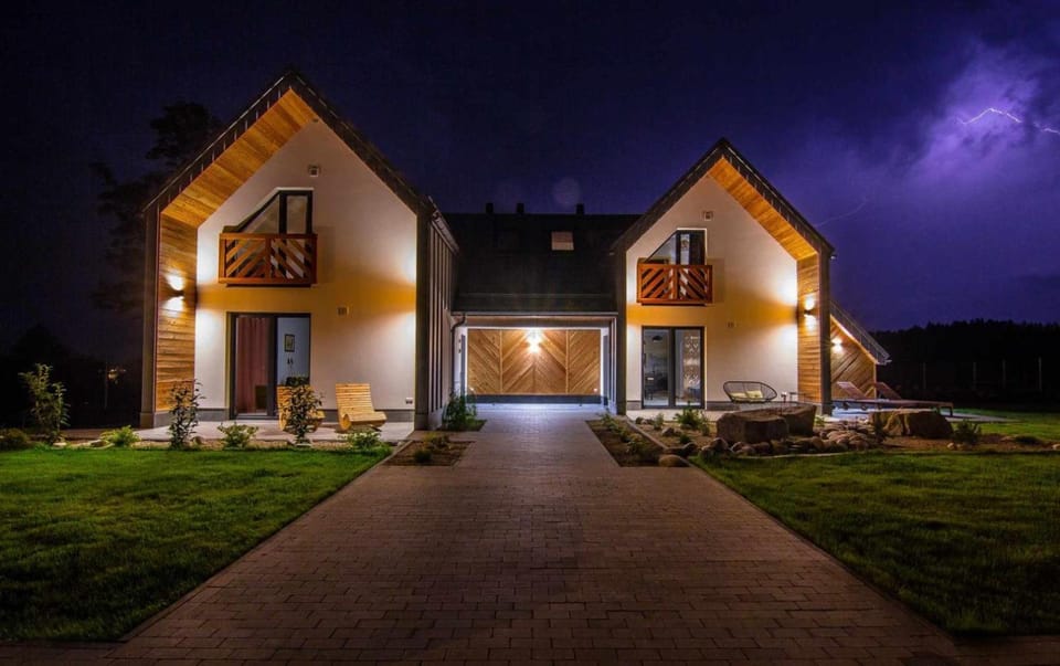 Property building, Night, Garden, Garden view