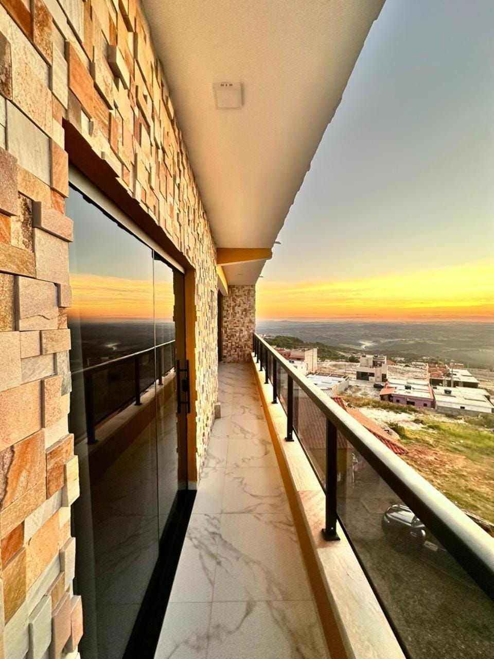 Patio, Day, Natural landscape, View (from property/room), Bedroom, City view, Mountain view, Sunset