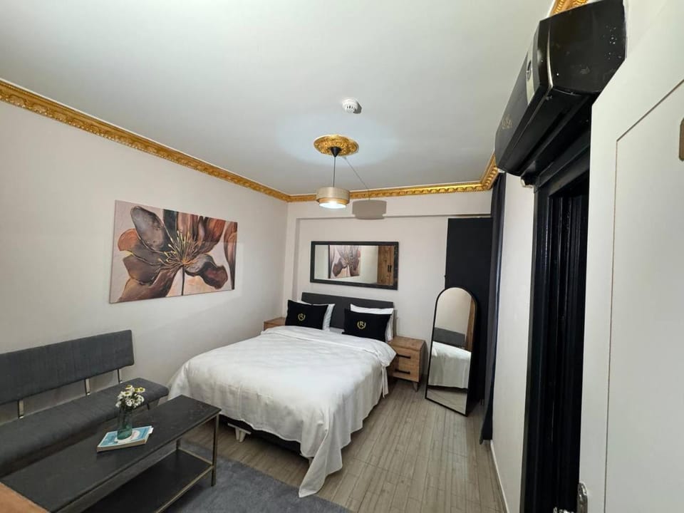 Bed, TV and multimedia, Living room, Photo of the whole room, Seating area, Bedroom