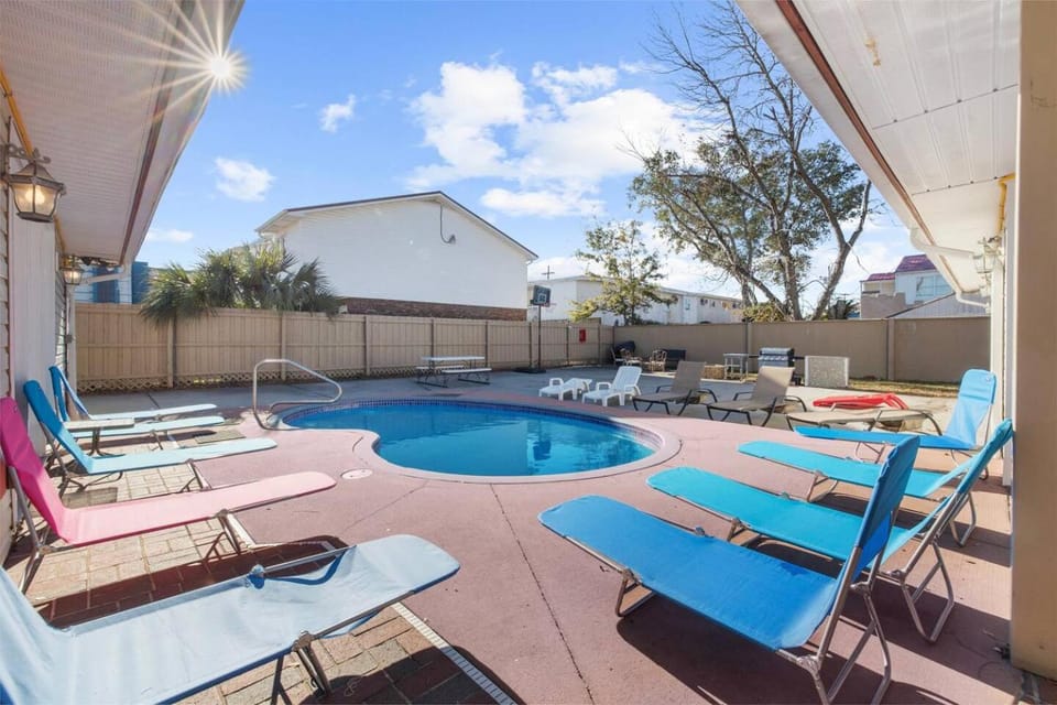 Patio, Pool view, Swimming pool, sunbed