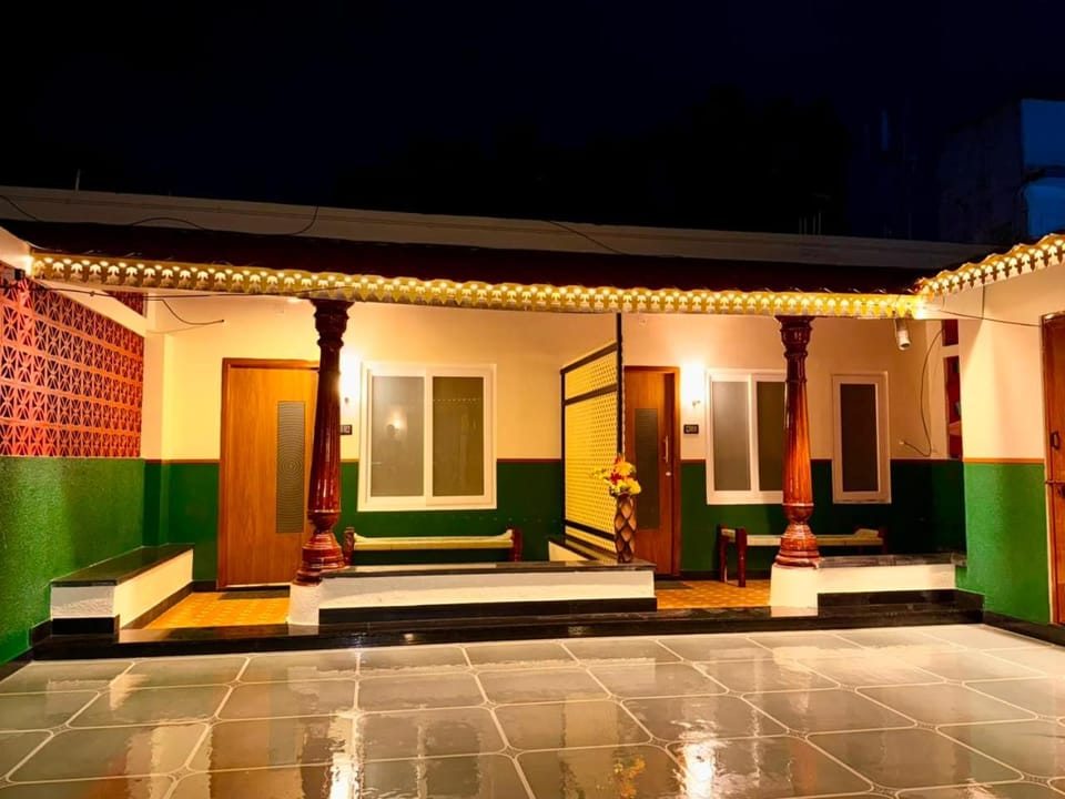 Patio, Night, Seating area