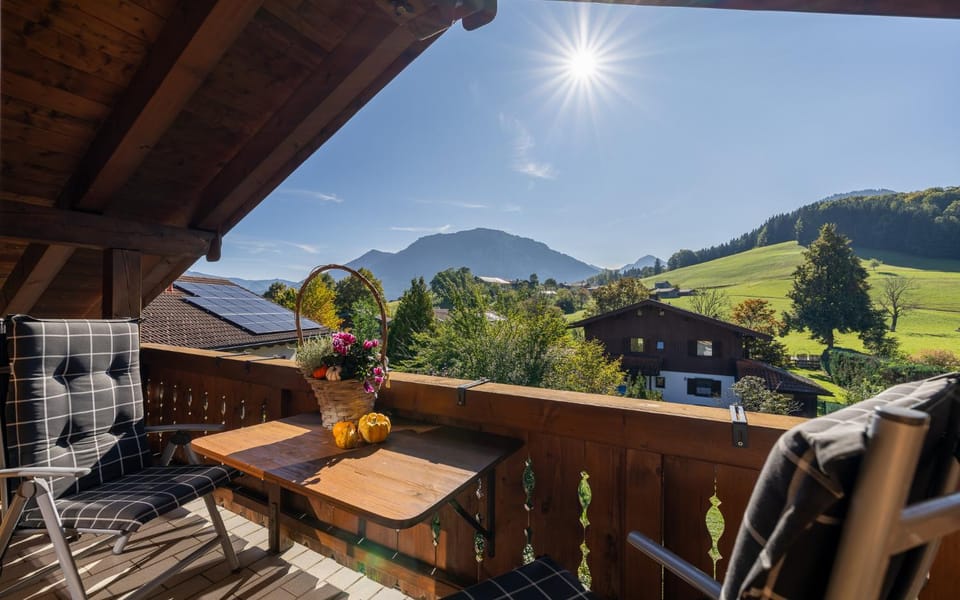 View (from property/room), Balcony/Terrace, Autumn, Mountain view, sunbed