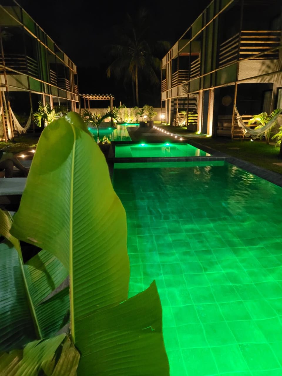 Night, Pool view, Swimming pool