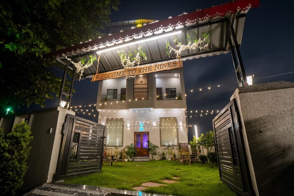 Property building, Patio, Night, Garden, Garden view