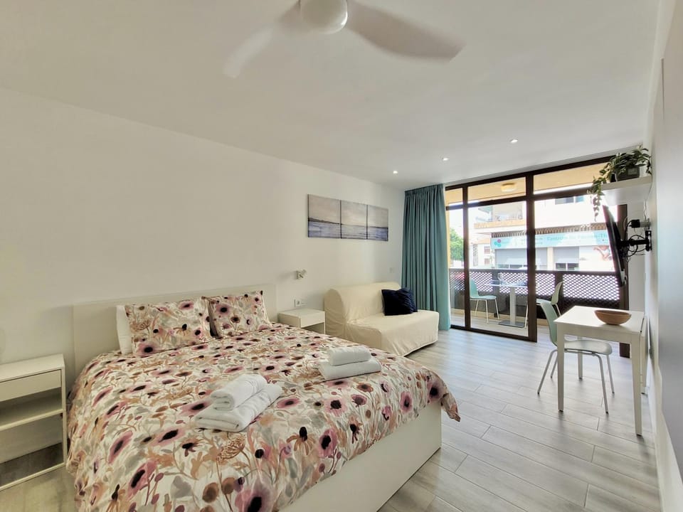 Bed, TV and multimedia, Living room, Photo of the whole room, Seating area, Bedroom, fireplace