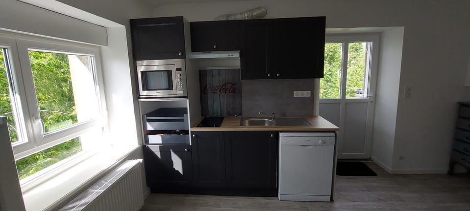 Kitchen or kitchenette, dishwasher, oven, stove, toaster