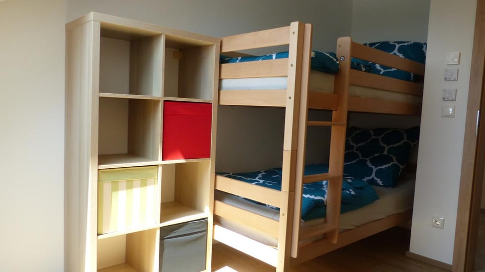 Bed, Photo of the whole room, bunk bed, wardrobe