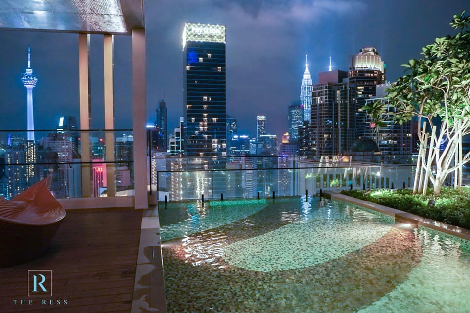 Night, City view, Pool view, Swimming pool, Swimming pool
