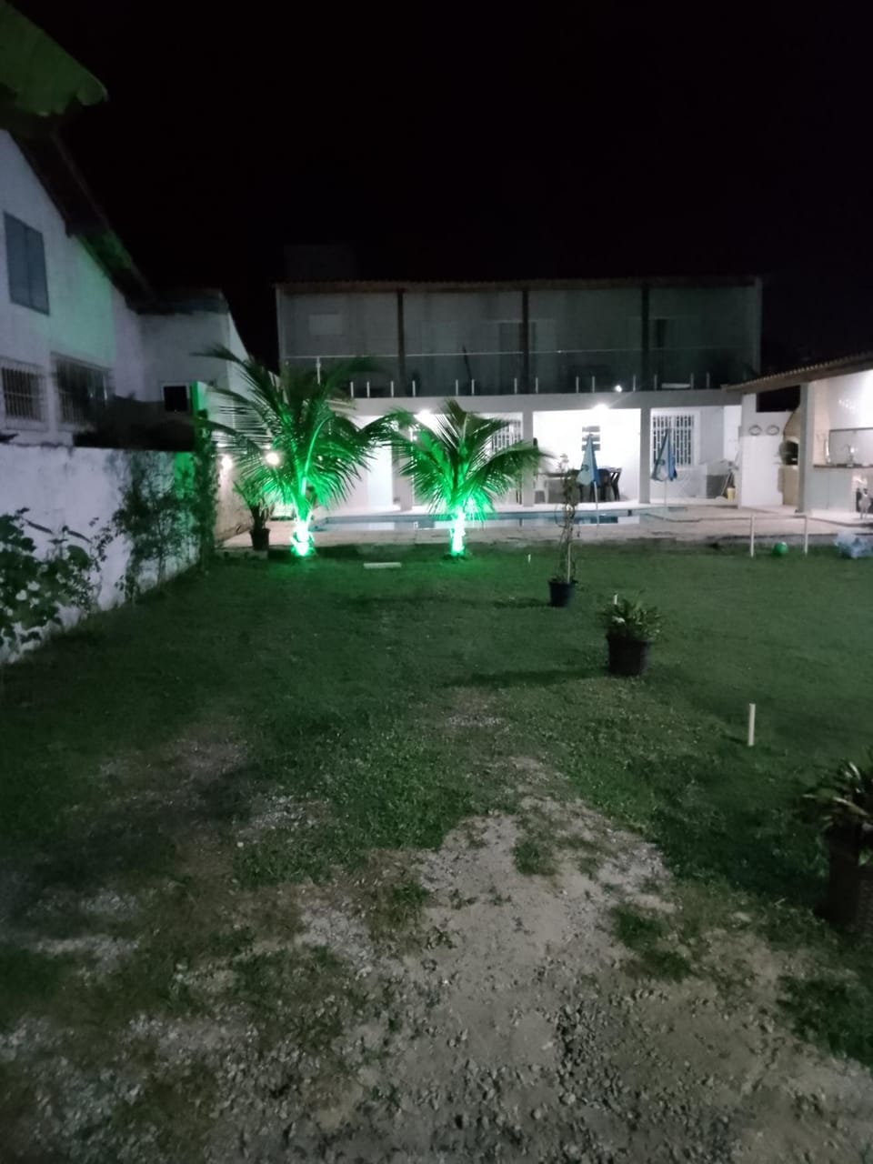 Property building, Night, Garden, Garden view