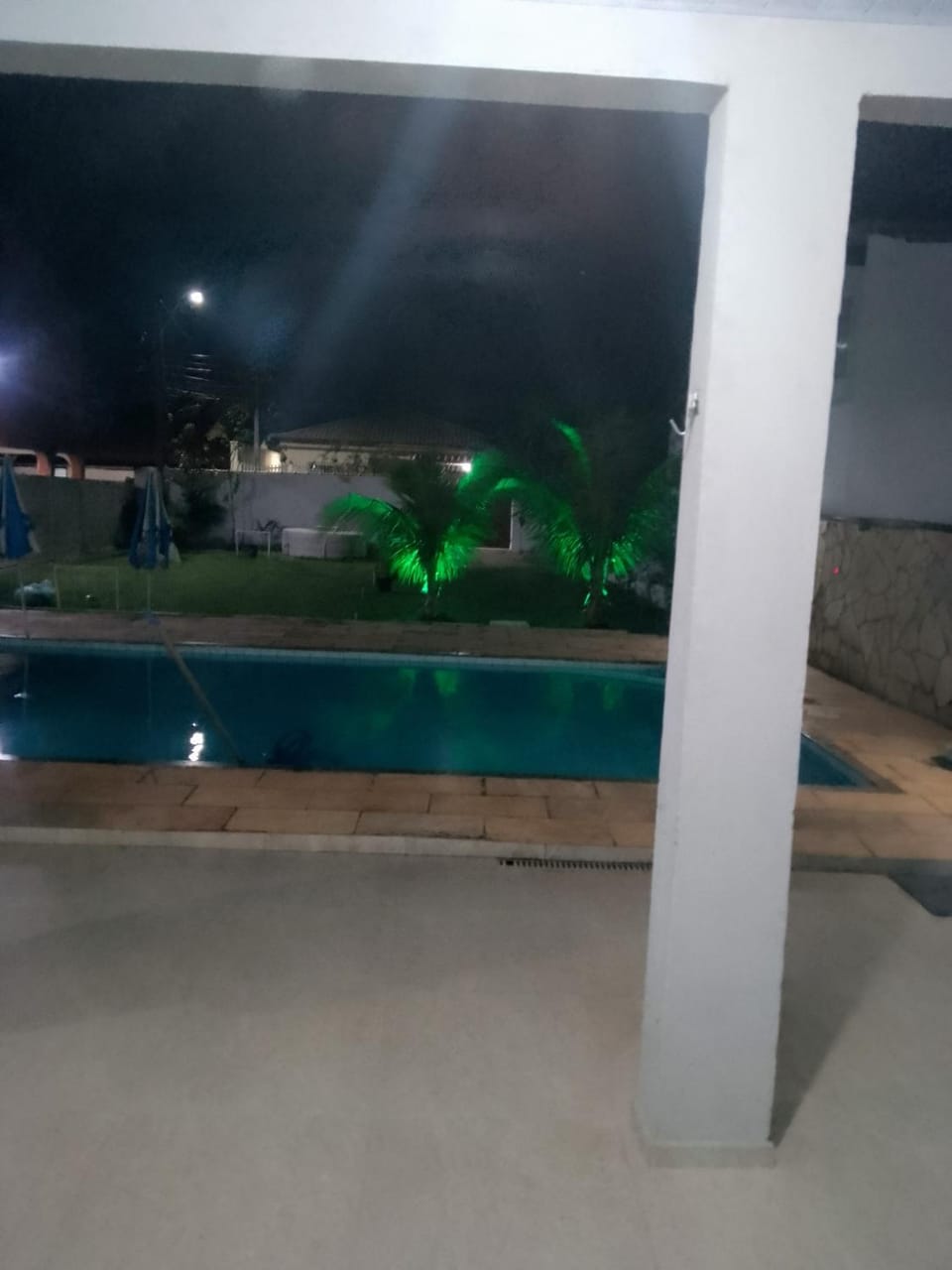 Night, Pool view, Swimming pool