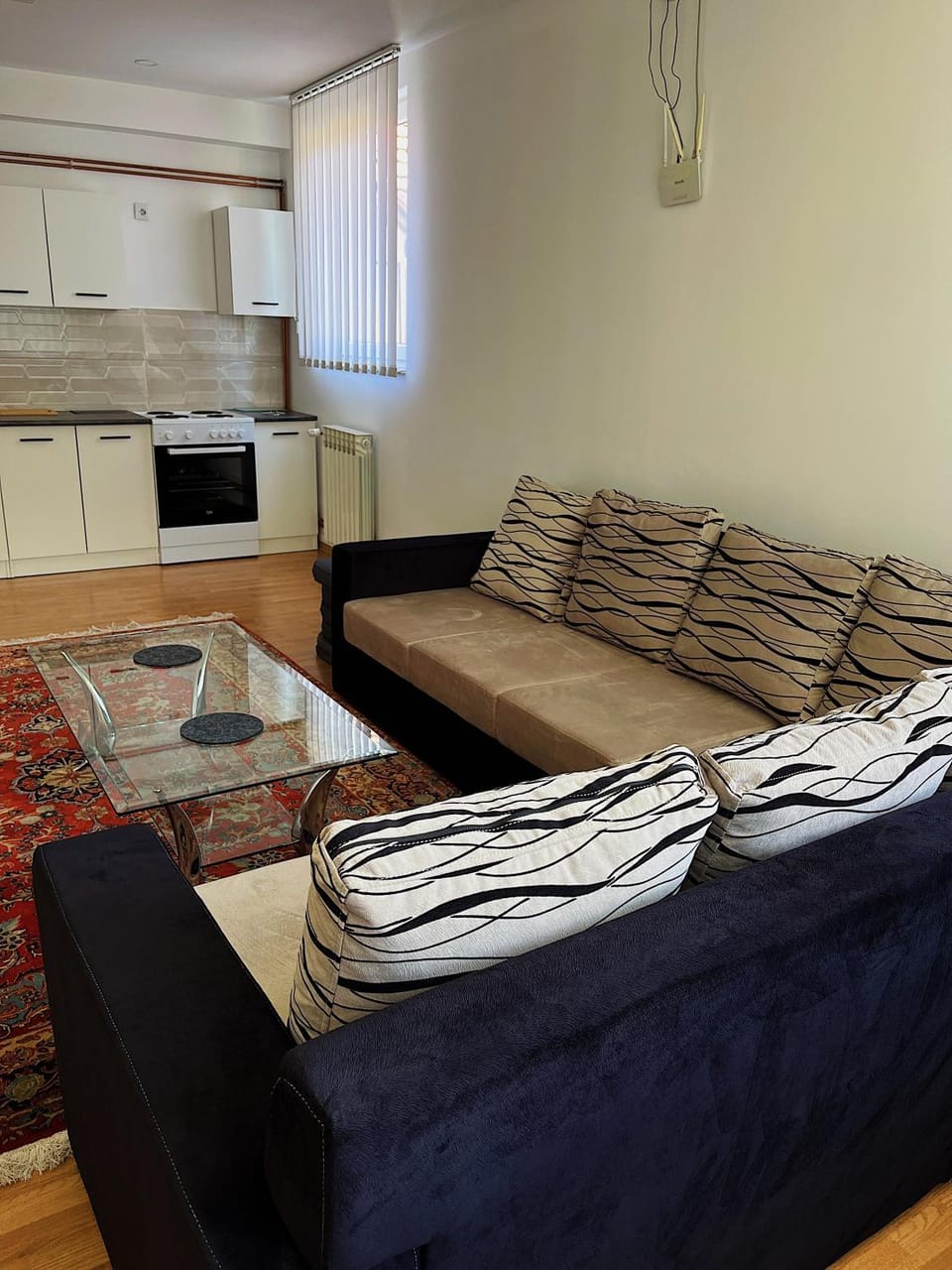 Kitchen or kitchenette, Living room, Seating area