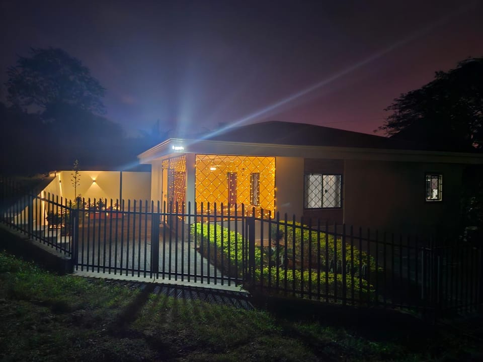 Property building, Night, Garden, Garden view